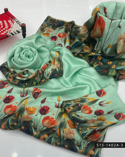 Shamoze Silk Digital Print 3PC Unstitched Dress