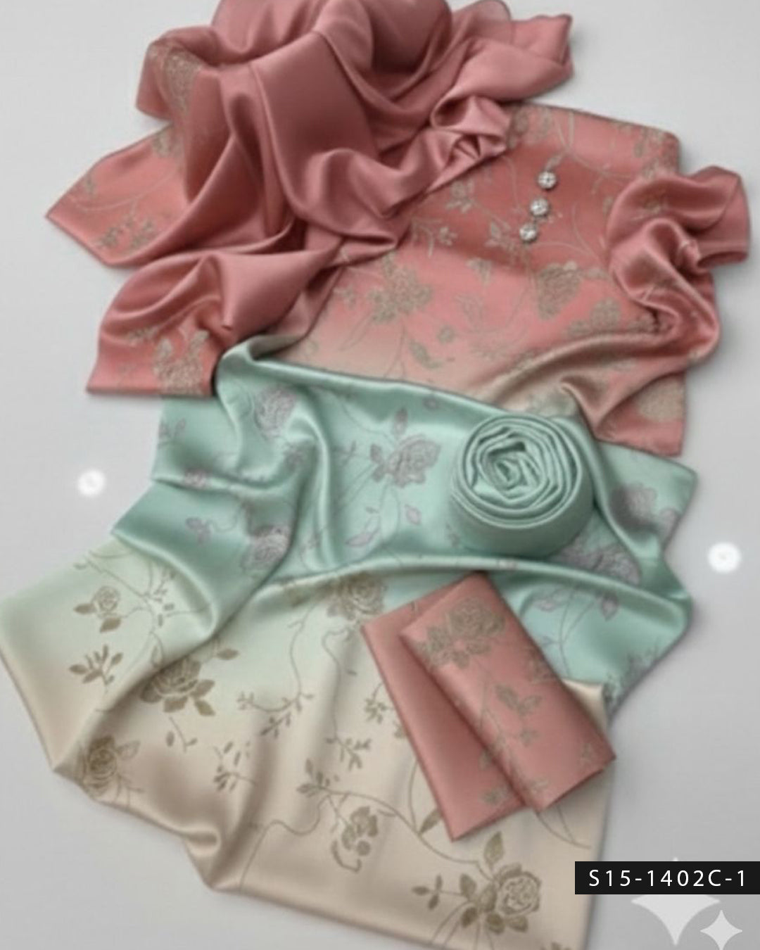 3PC Unstitched Shamoze Silk Digital Print Dress with Matching Dupatta