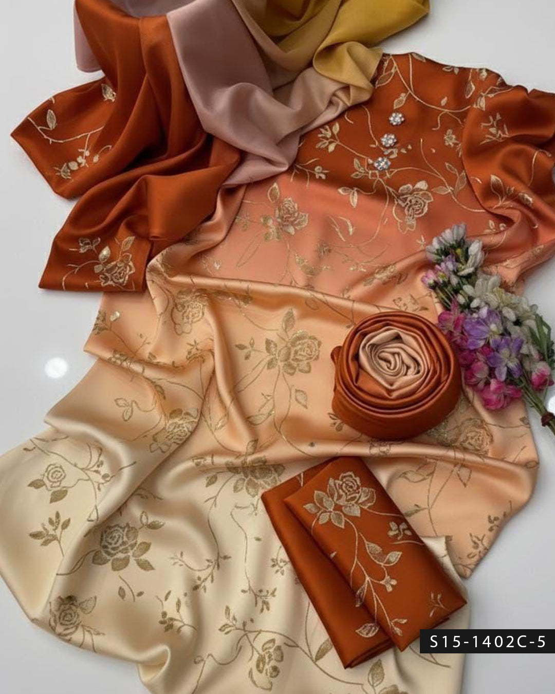 3PC Unstitched Shamoze Silk Digital Print Dress with Matching Dupatta