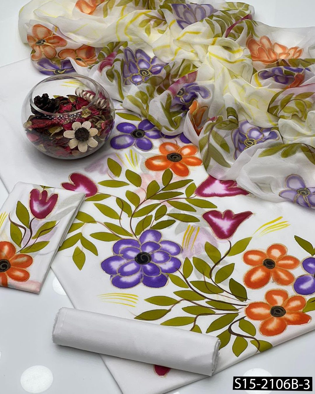 Gul Ahed Premium Lawn 3PC Unstitched Dress| Handmade Oil Paint Collection