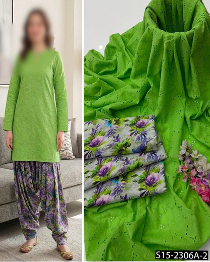 Most Trending Pure Lawn 2PC Unstitched Suit | All-Over Boring Work