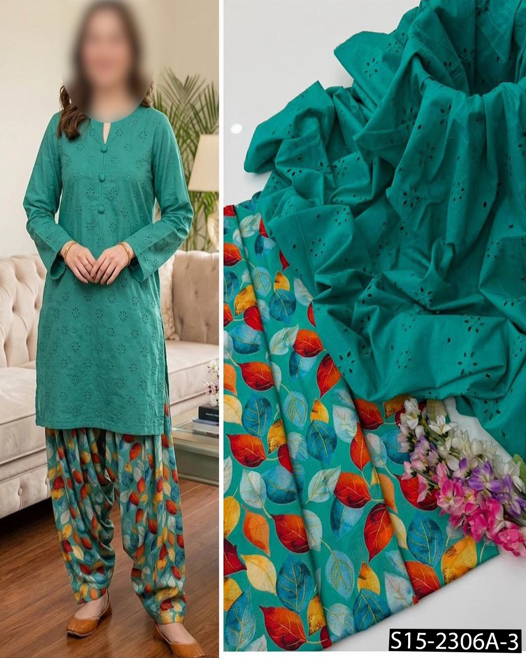 Most Trending Pure Lawn 2PC Unstitched Suit | All-Over Boring Work