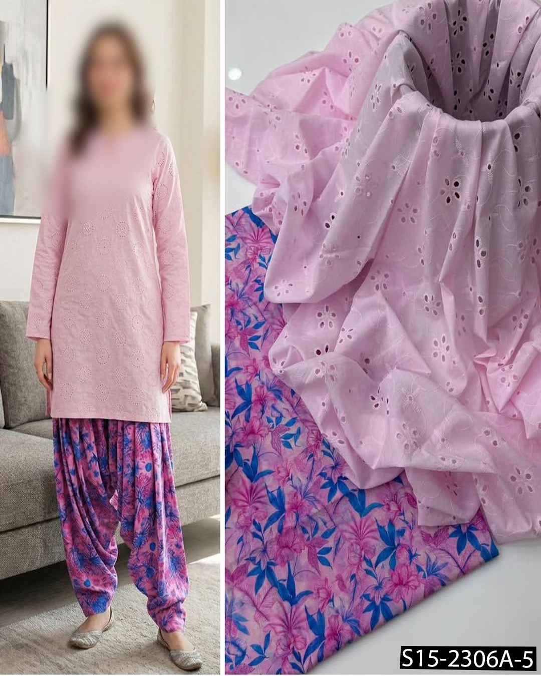Most Trending Pure Lawn 2PC Unstitched Suit | All-Over Boring Work