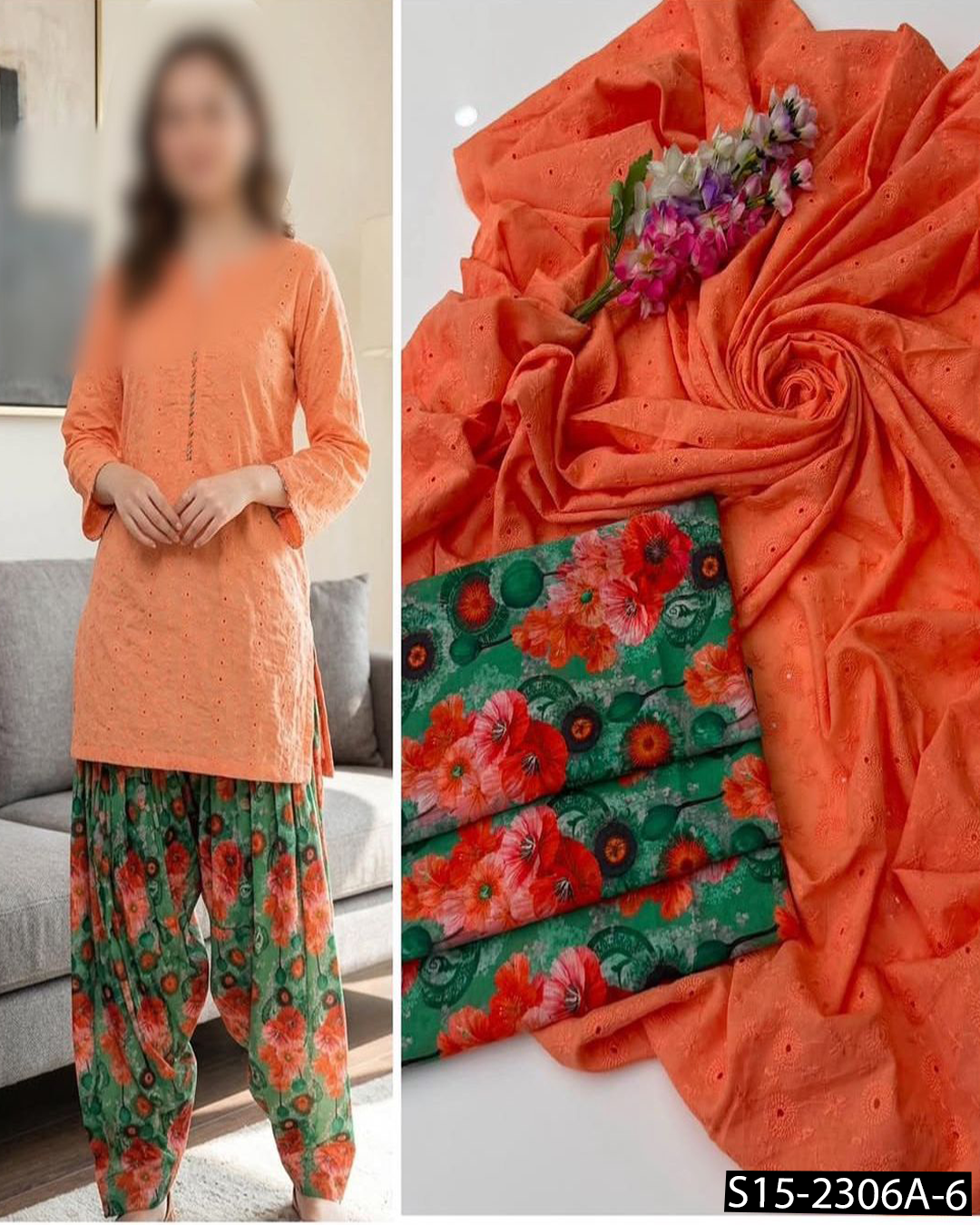 Most Trending Pure Lawn 2PC Unstitched Suit | All-Over Boring Work