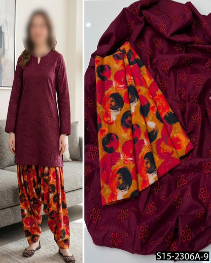 Most Trending Pure Lawn 2PC Unstitched Suit | All-Over Boring Work