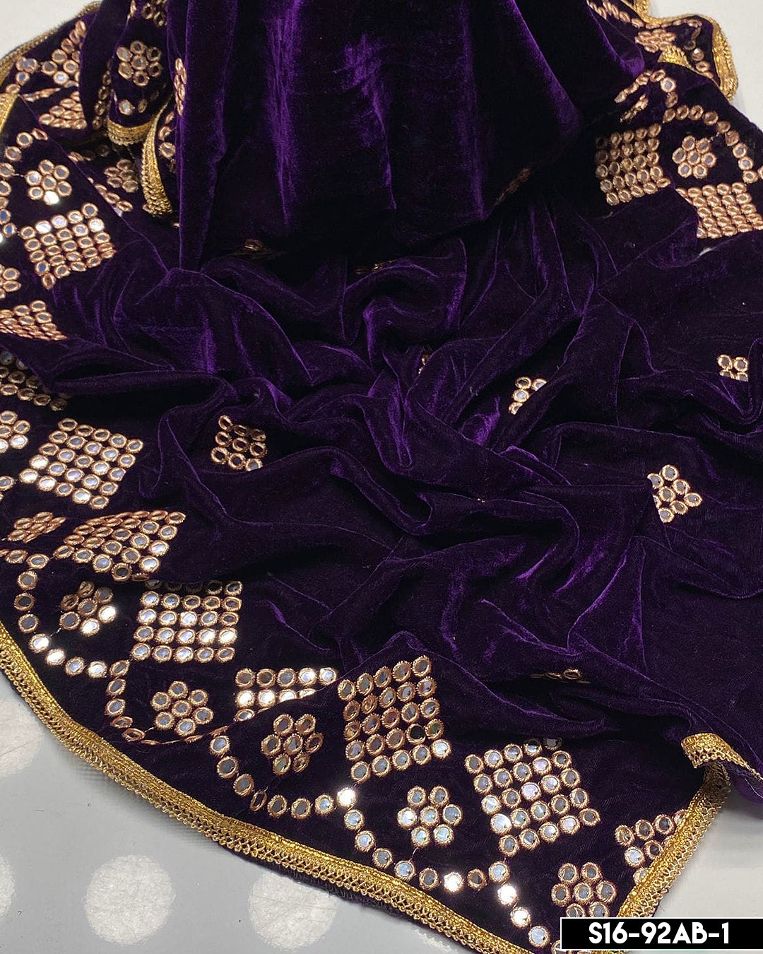 Velvet Embroidered 9mm Shawls - S16