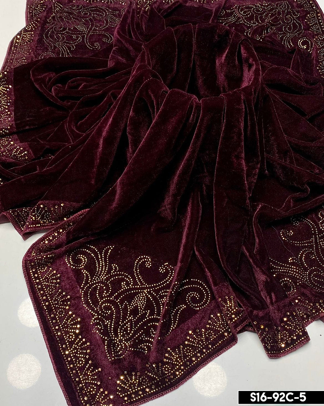 Velvet Embroidered Latest Design Shawls - S16