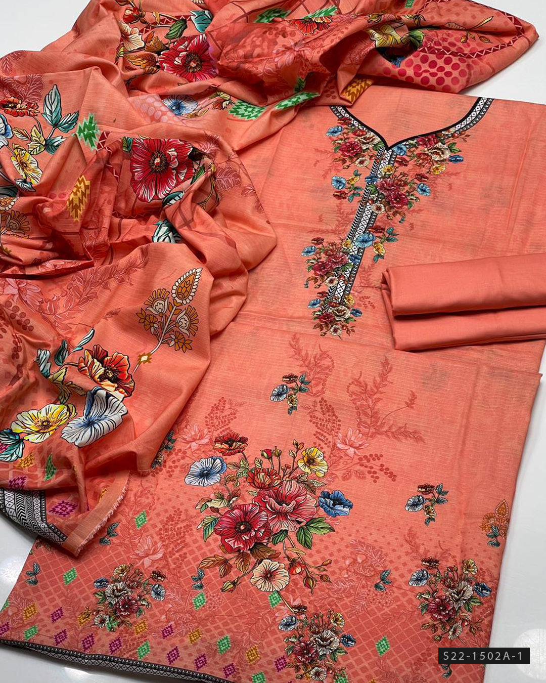 3 PC Unstitched Print Linen Dress Collection