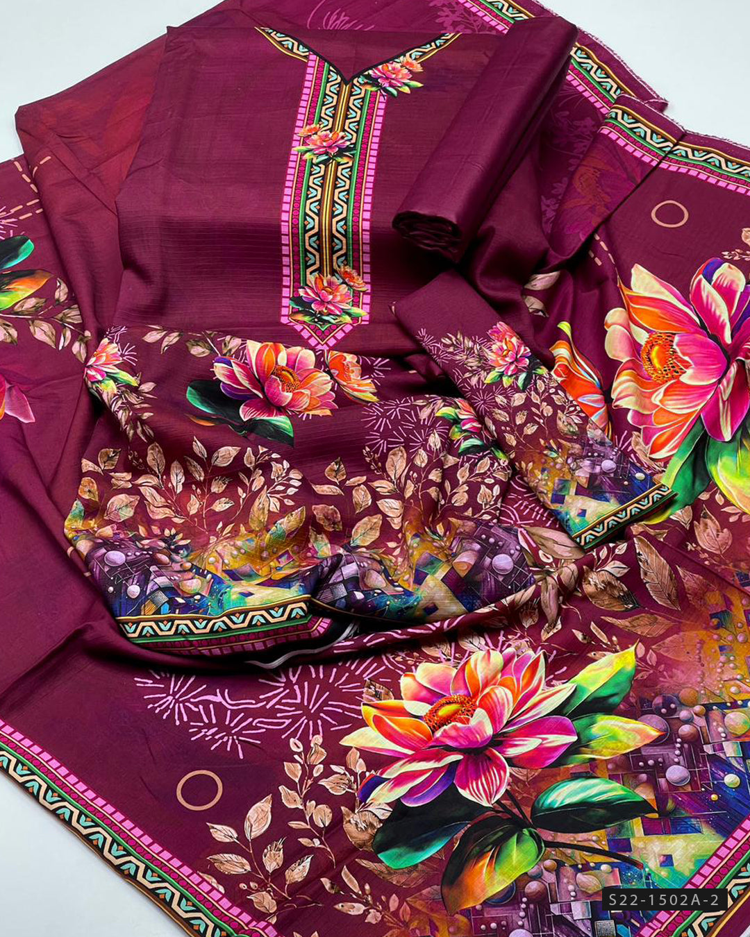 3 PC Unstitched Print Linen Dress Collection