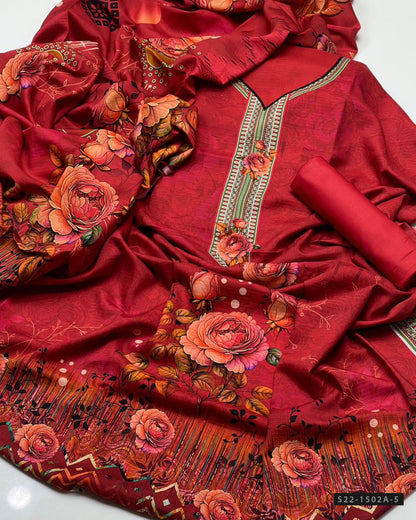 3 PC Unstitched Print Linen Dress Collection