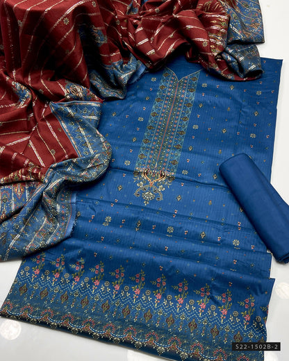 3 PC Unstitched Print Linen Dress Collection