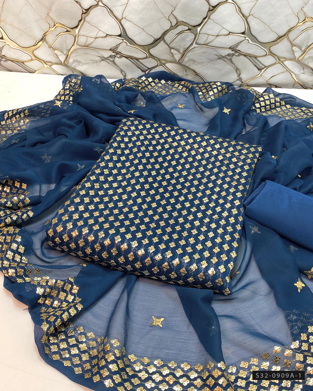 3 PC Unstitched Crinkle Chiffon Dress Collection