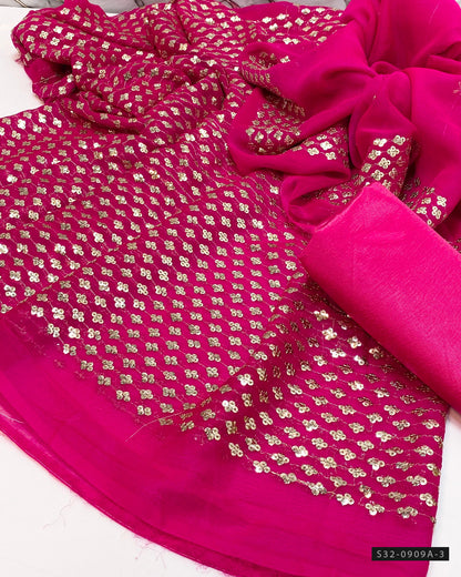 3 PC Unstitched Crinkle Chiffon Dress Collection