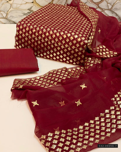 3 PC Unstitched Crinkle Chiffon Dress Collection