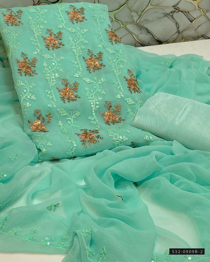 3 PC Unstitched Crinkle Chiffon Dress Collection