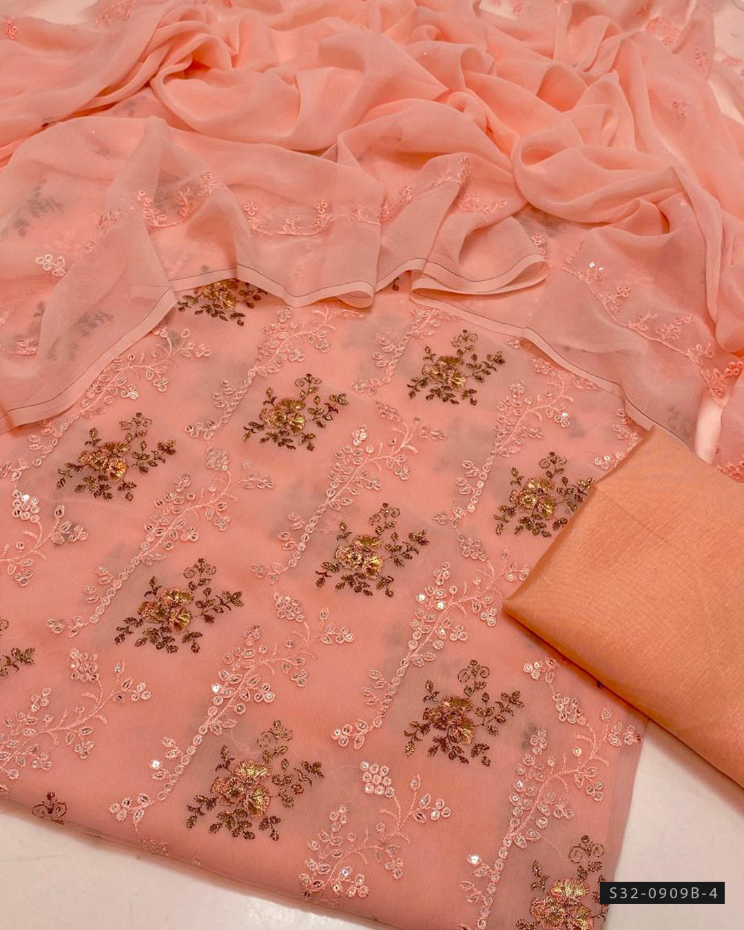 3 PC Unstitched Crinkle Chiffon Dress Collection