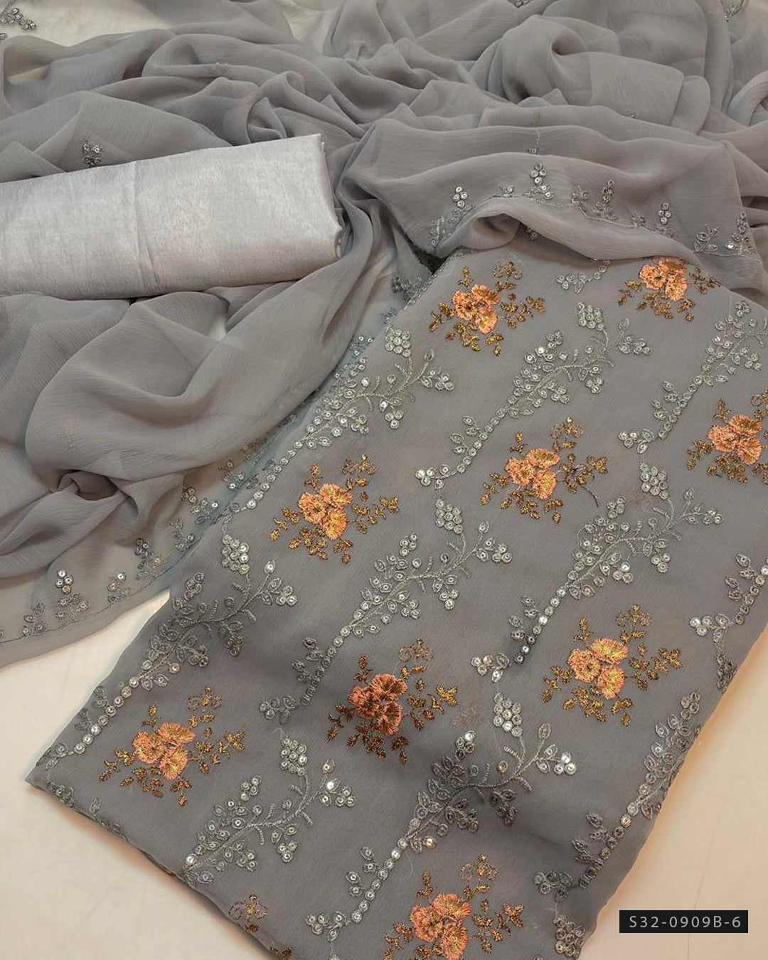 3 PC Unstitched Crinkle Chiffon Dress Collection
