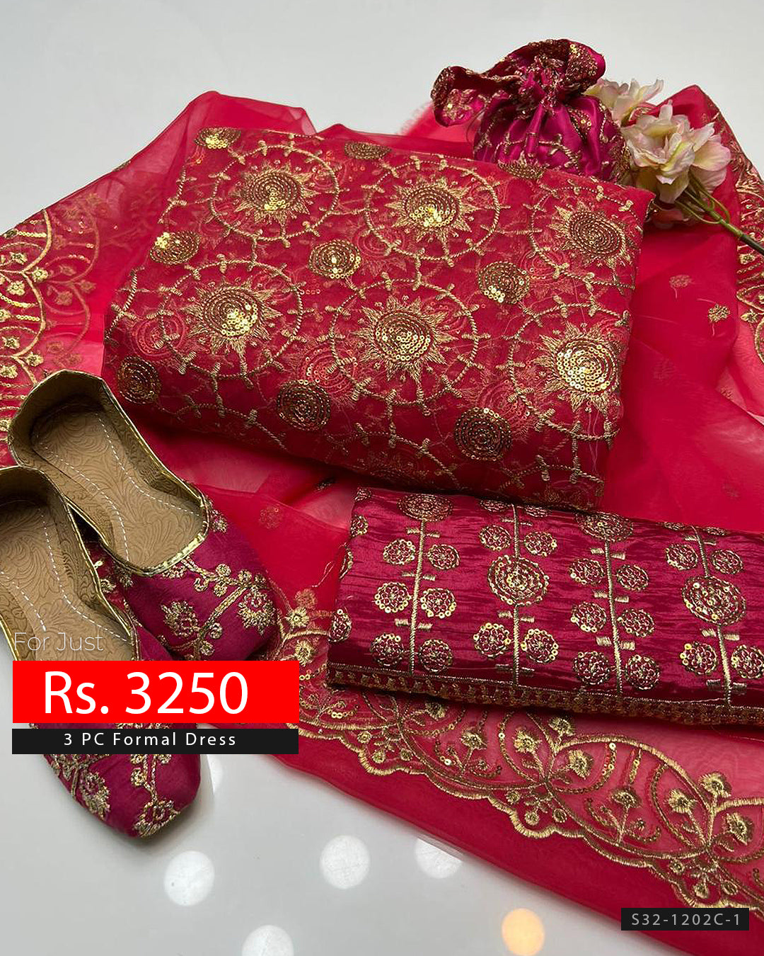 3 PC Unstitched Formal Wear Dress Collection