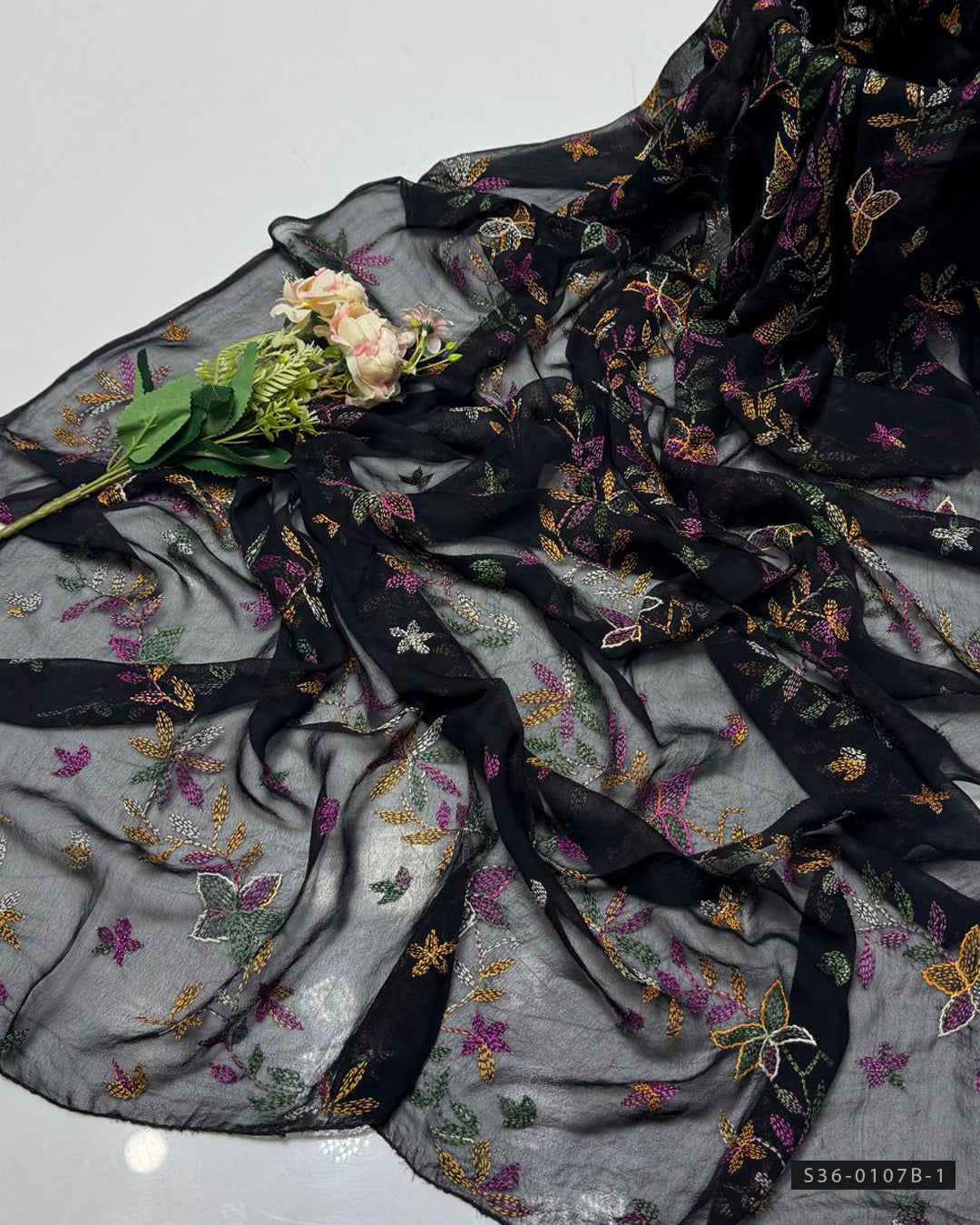 Handcrafted Chiffon Sheesha & Gulab Jaal Dupatta