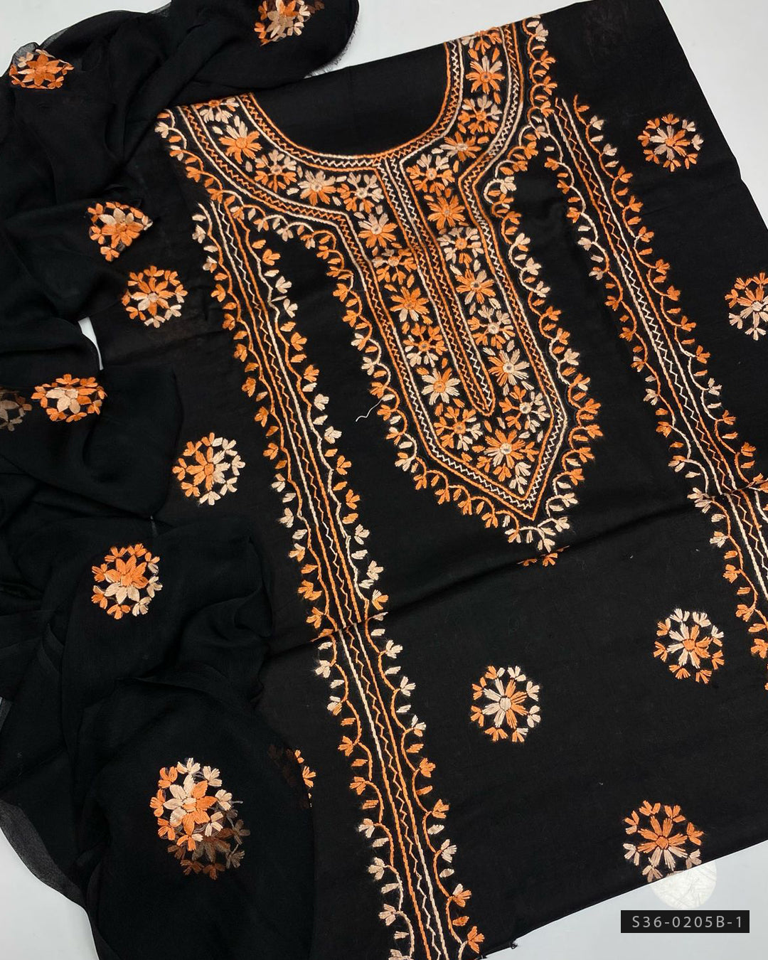 3 PC Unstitched Lawn Hand Embroidered Dress