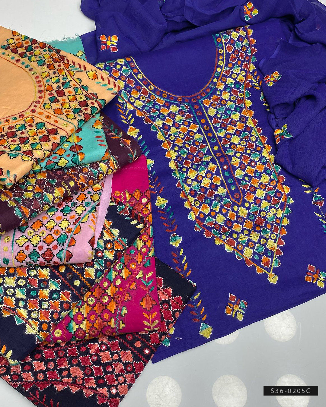 3 PC Unstitched Hand Embroidered Lawn Dress