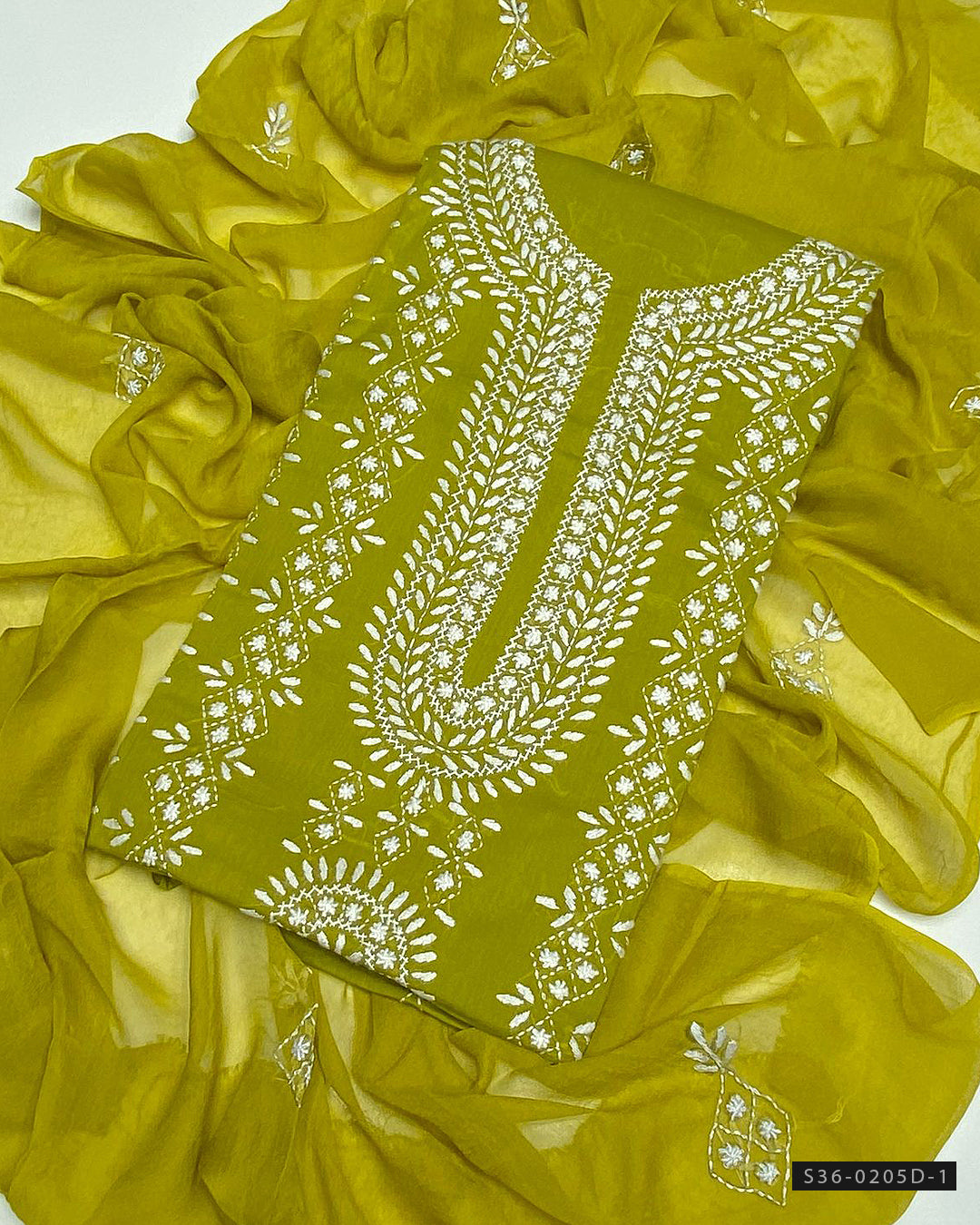 3 PC Unstitched Hand Embroidered Lawn Dress