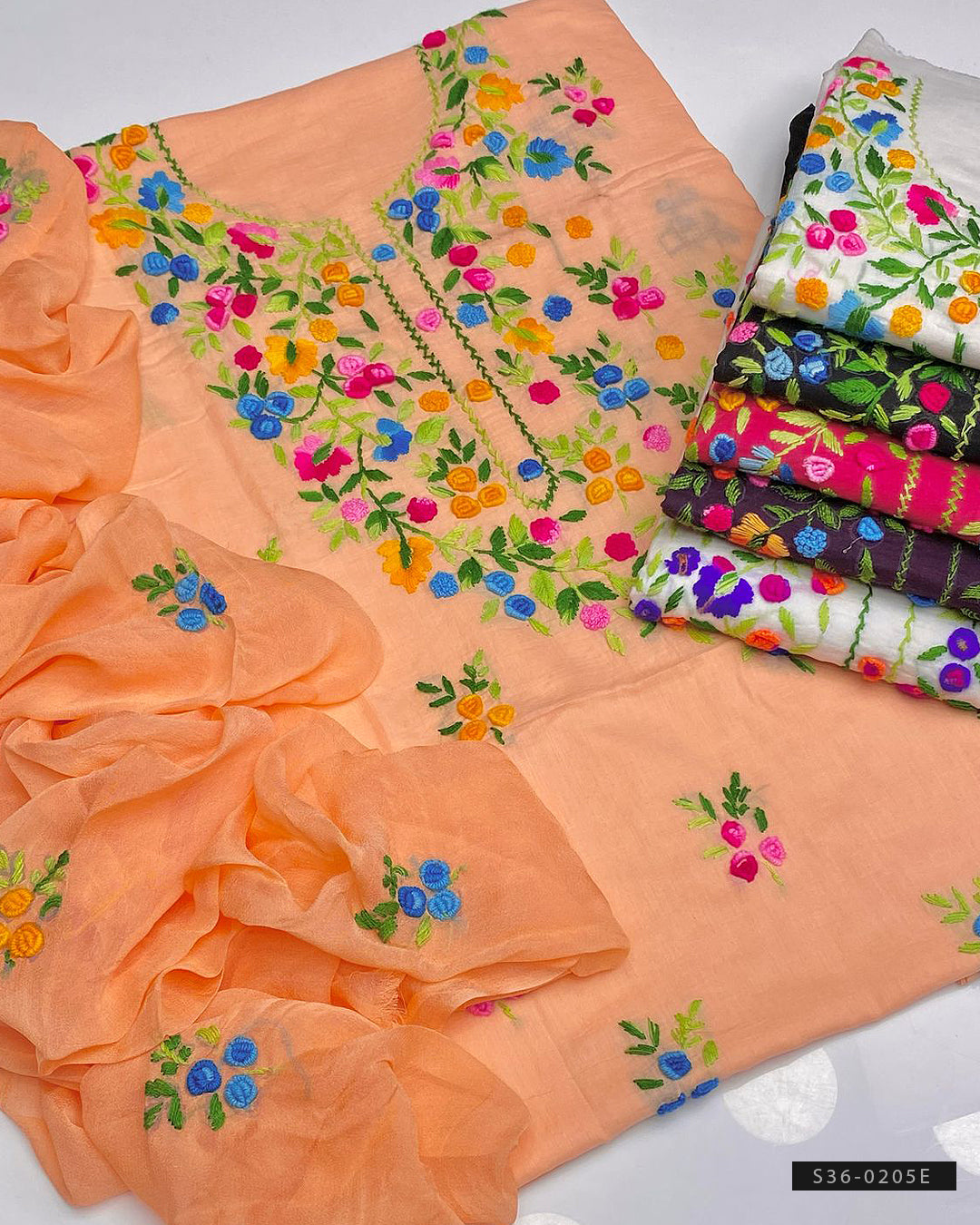 3 PC Unstitched Hand Embroidered Lawn Dress