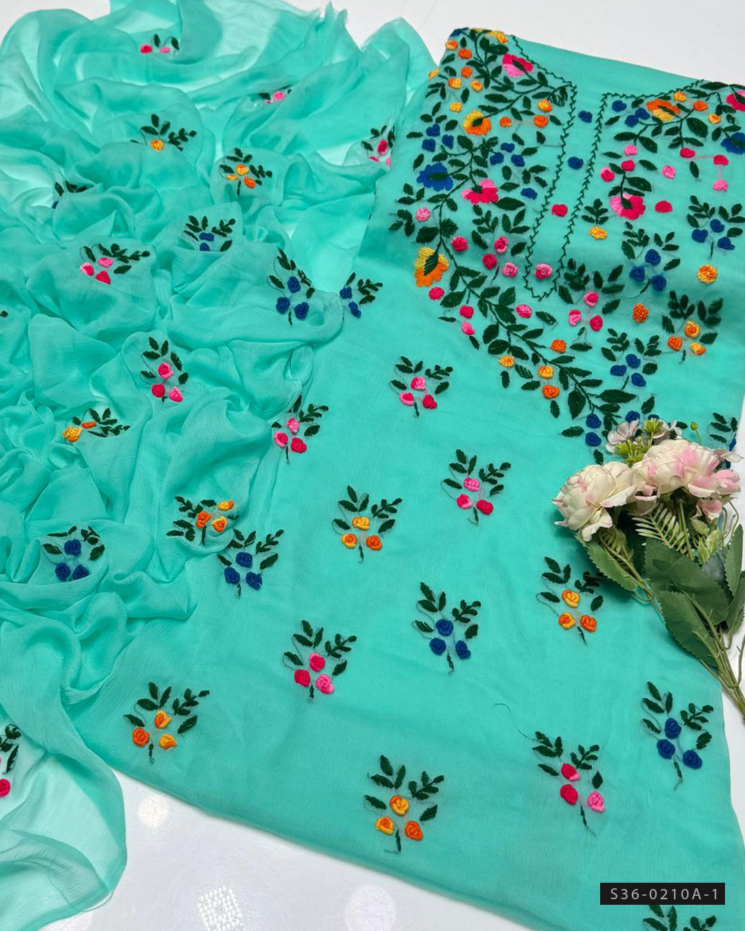 Handmade 2 PC Unstitched Crinkle Chiffon Dress Collection