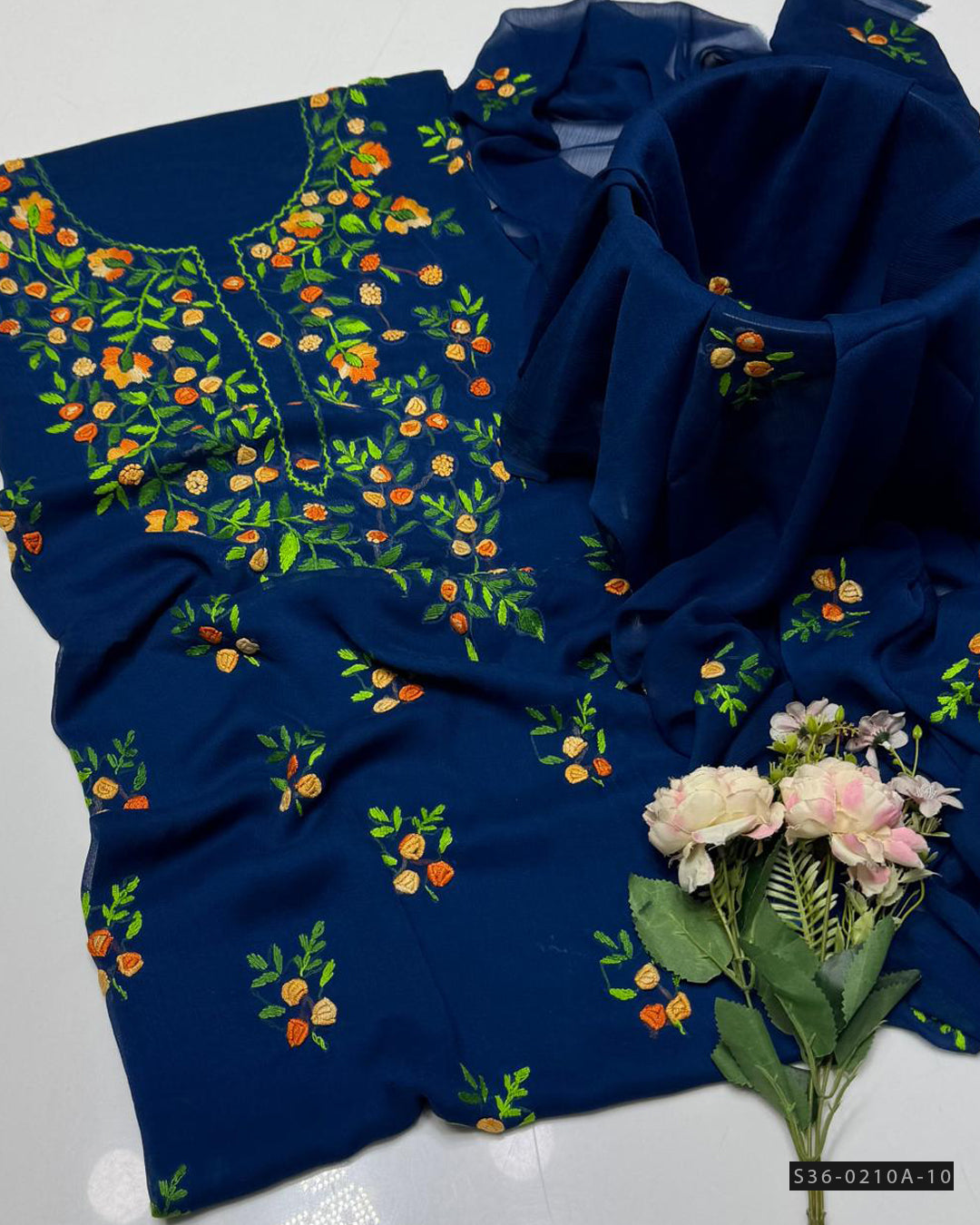 Handmade 2 PC Unstitched Crinkle Chiffon Dress Collection