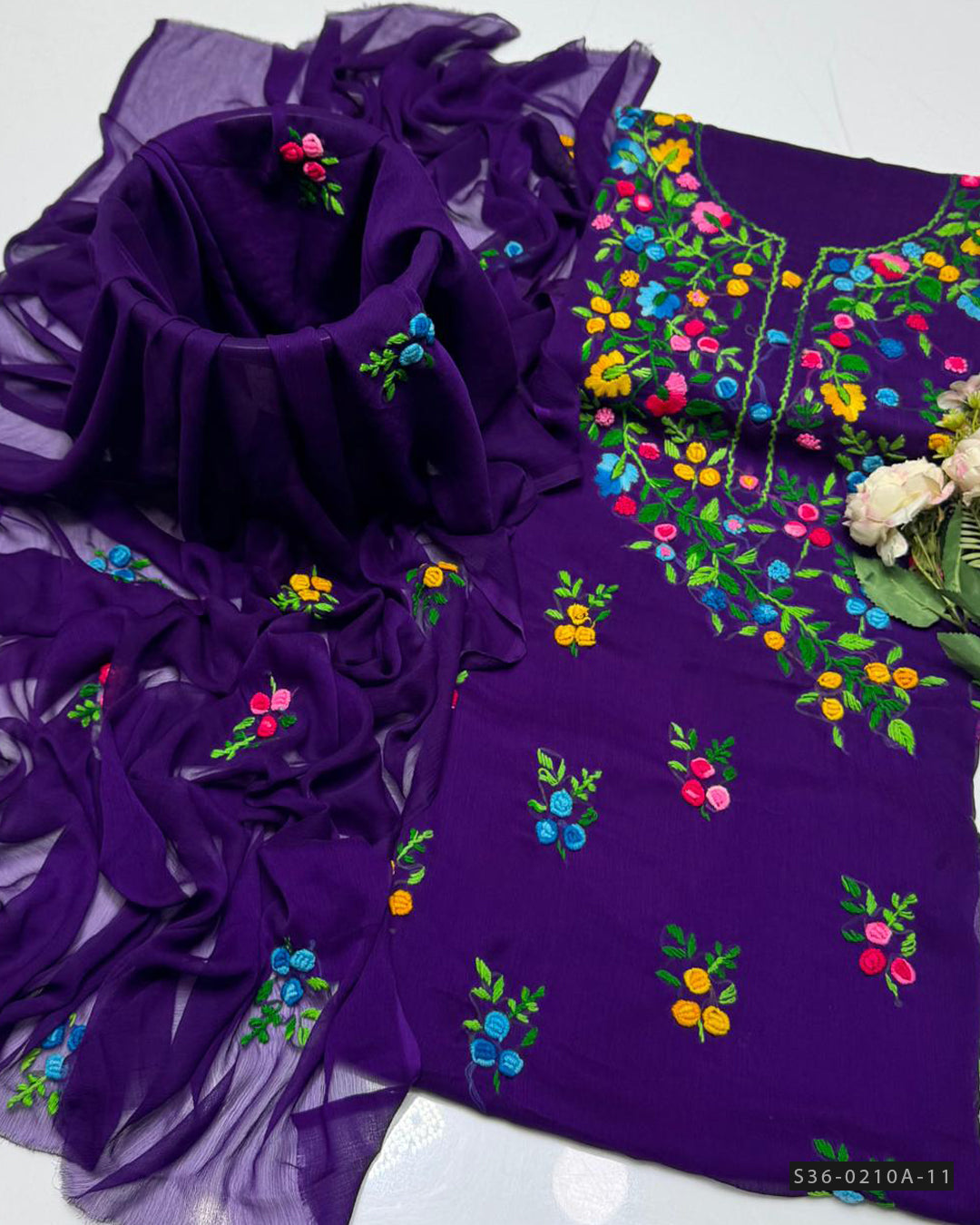Handmade 2 PC Unstitched Crinkle Chiffon Dress Collection