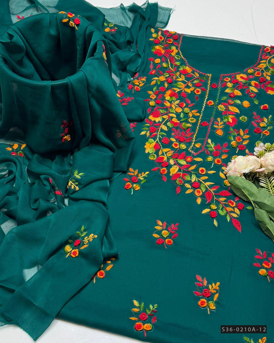 Handmade 2 PC Unstitched Crinkle Chiffon Dress Collection