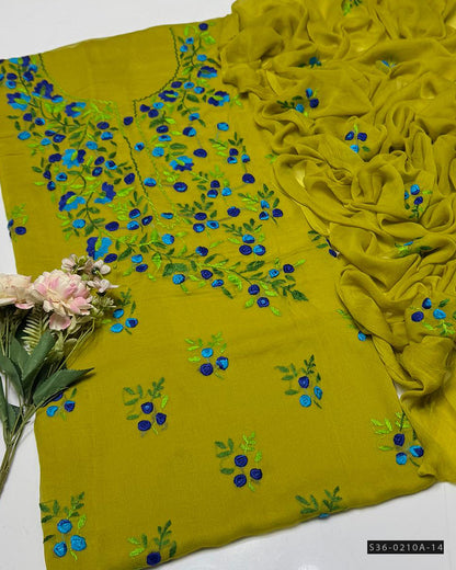 Handmade 2 PC Unstitched Crinkle Chiffon Dress Collection