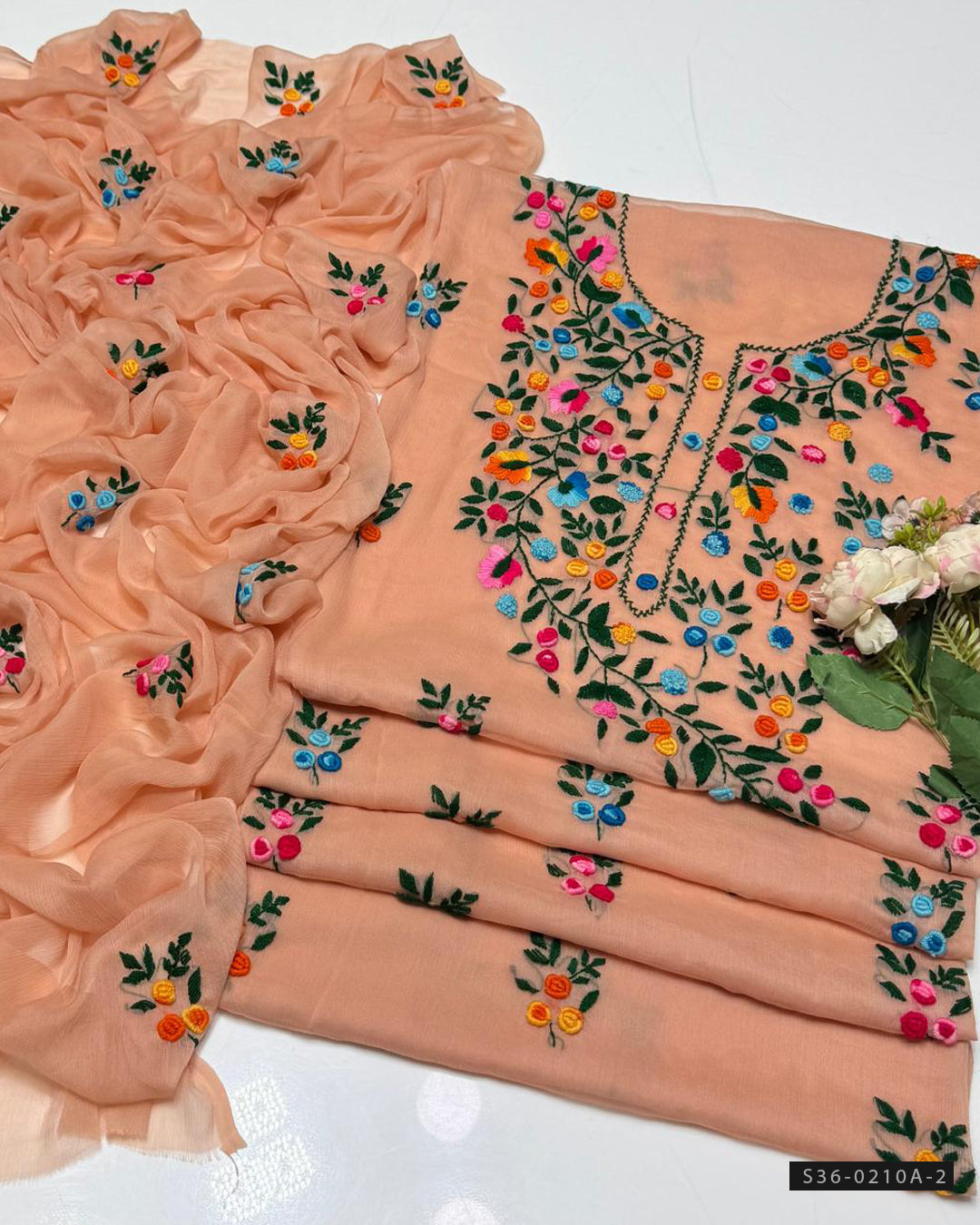 Handmade 2 PC Unstitched Crinkle Chiffon Dress Collection
