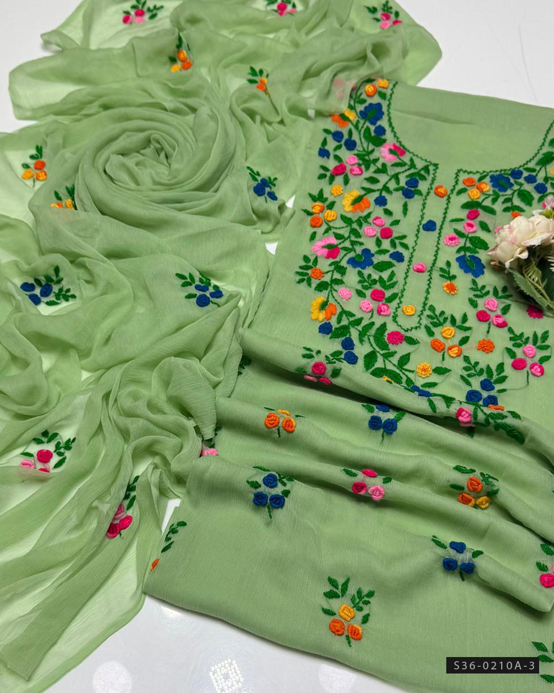 Handmade 2 PC Unstitched Crinkle Chiffon Dress Collection