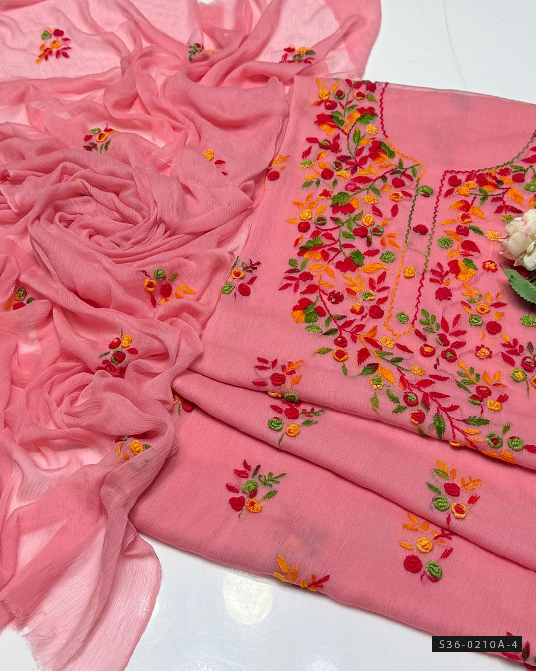 Handmade 2 PC Unstitched Crinkle Chiffon Dress Collection