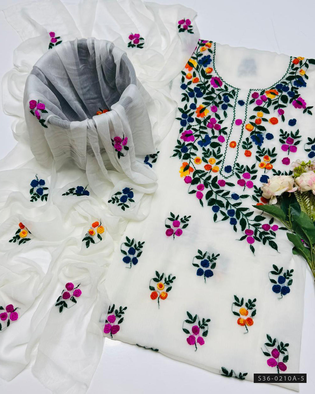Handmade 2 PC Unstitched Crinkle Chiffon Dress Collection