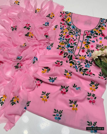 Handmade 2 PC Unstitched Crinkle Chiffon Dress Collection