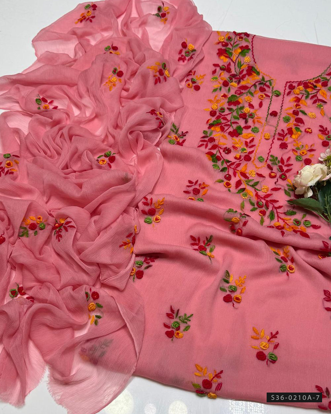 Handmade 2 PC Unstitched Crinkle Chiffon Dress Collection