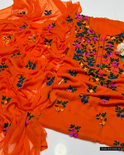 Handmade 2 PC Unstitched Crinkle Chiffon Dress Collection