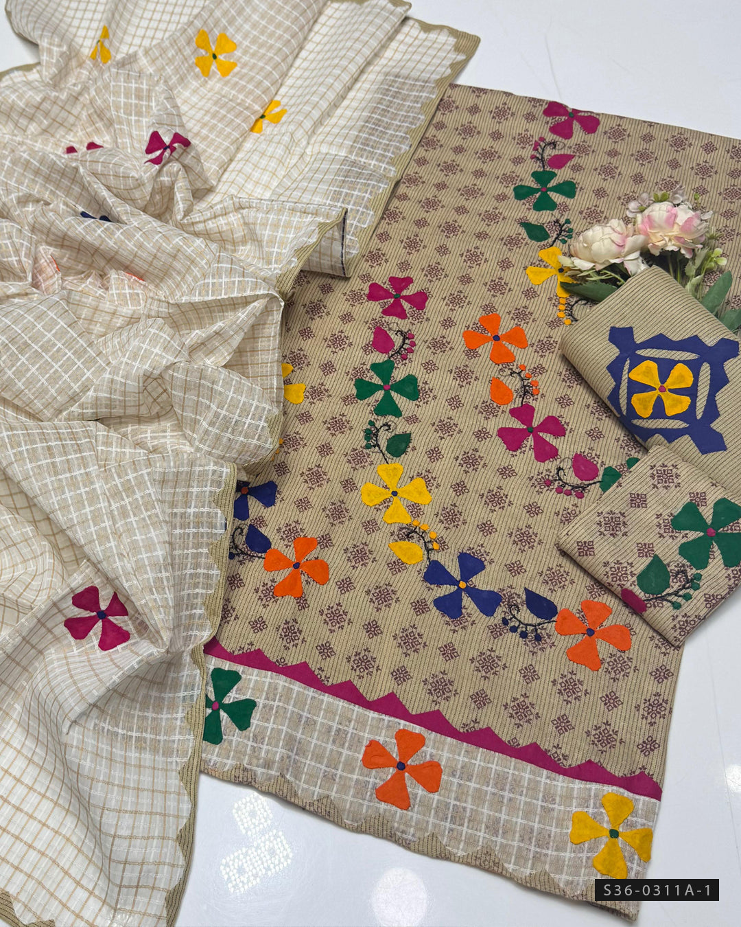 Handmade 3 PC Unstitched Khadi Khadar Dress Collection