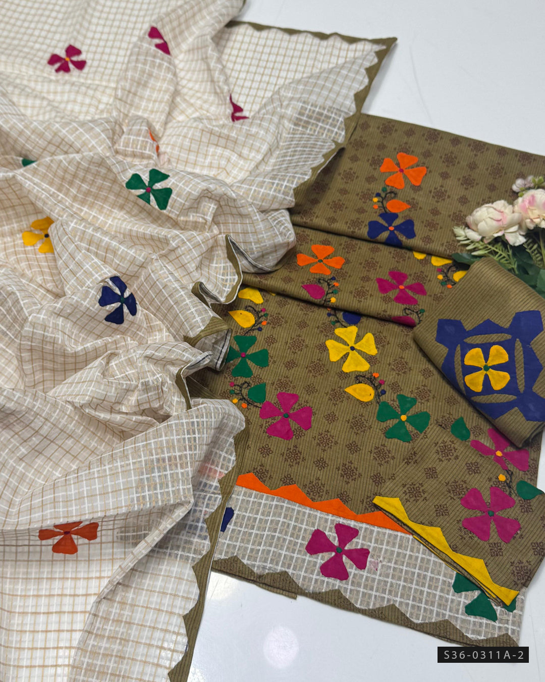 Handmade 3 PC Unstitched Khadi Khadar Dress Collection