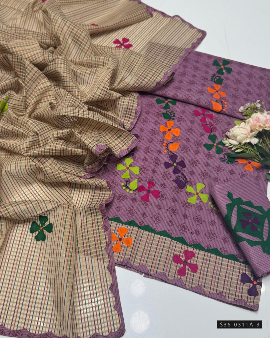 Handmade 3 PC Unstitched Khadi Khadar Dress Collection