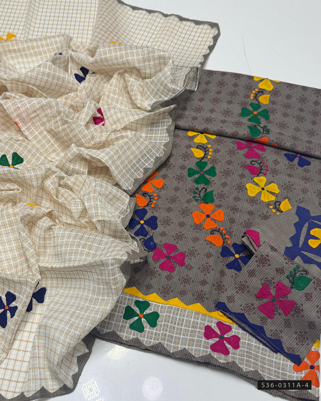 Handmade 3 PC Unstitched Khadi Khadar Dress Collection