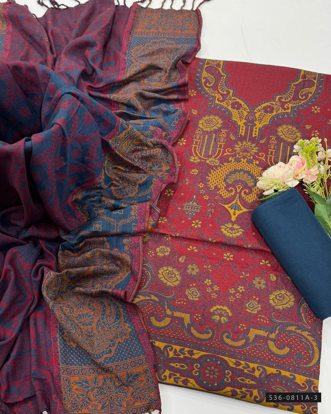 3 PC Unstitched Jamawar Kashmiri Wool Dress Collection