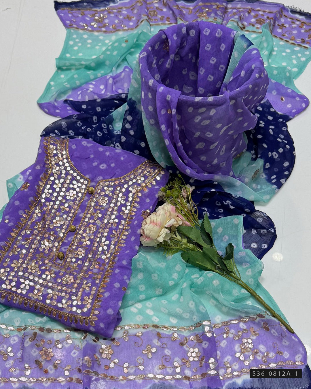 Handmade 2 PC Unstitched Crinkle Chiffon Dress