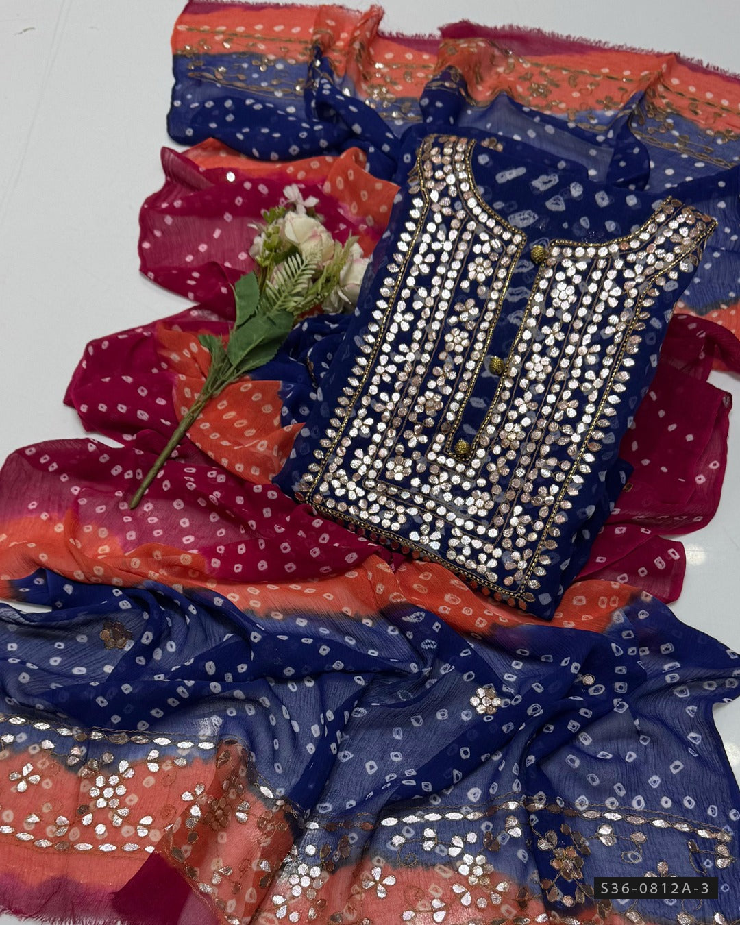 Handmade 2 PC Unstitched Crinkle Chiffon Dress