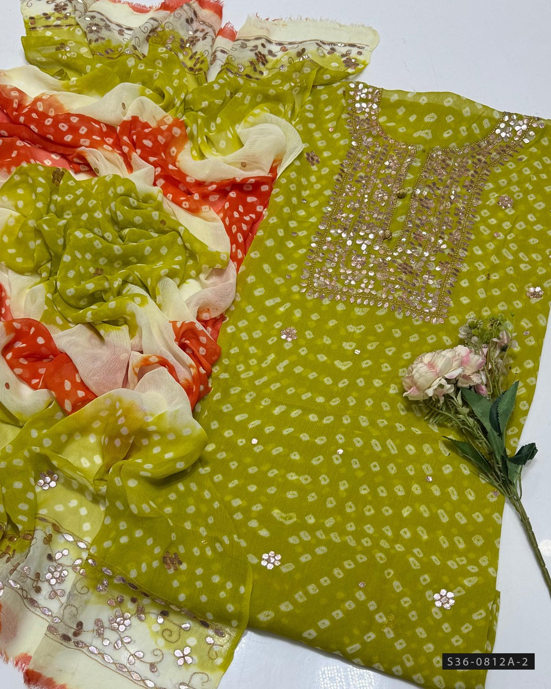 Handmade 2 PC Unstitched Crinkle Chiffon Dress