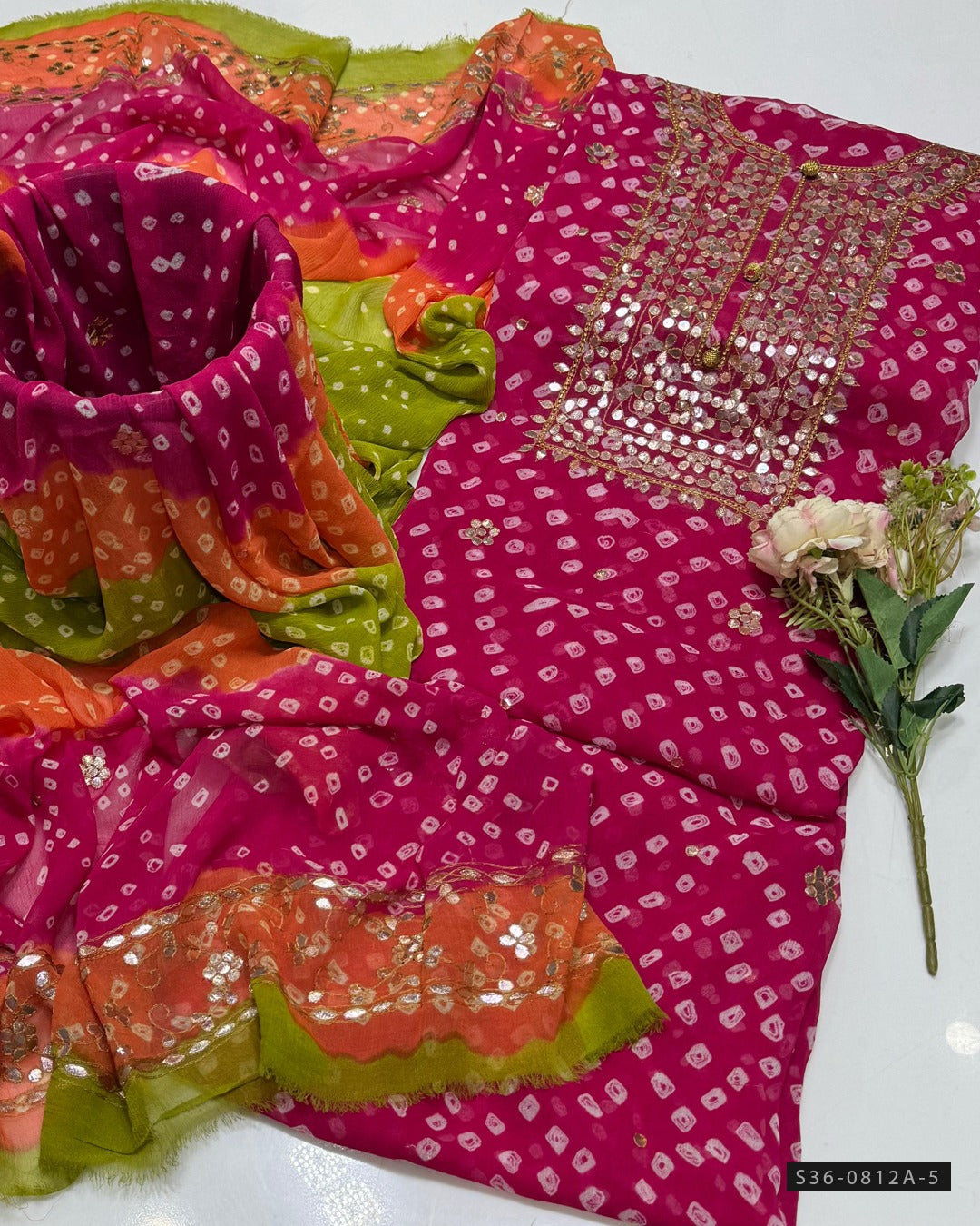 Handmade 2 PC Unstitched Crinkle Chiffon Dress