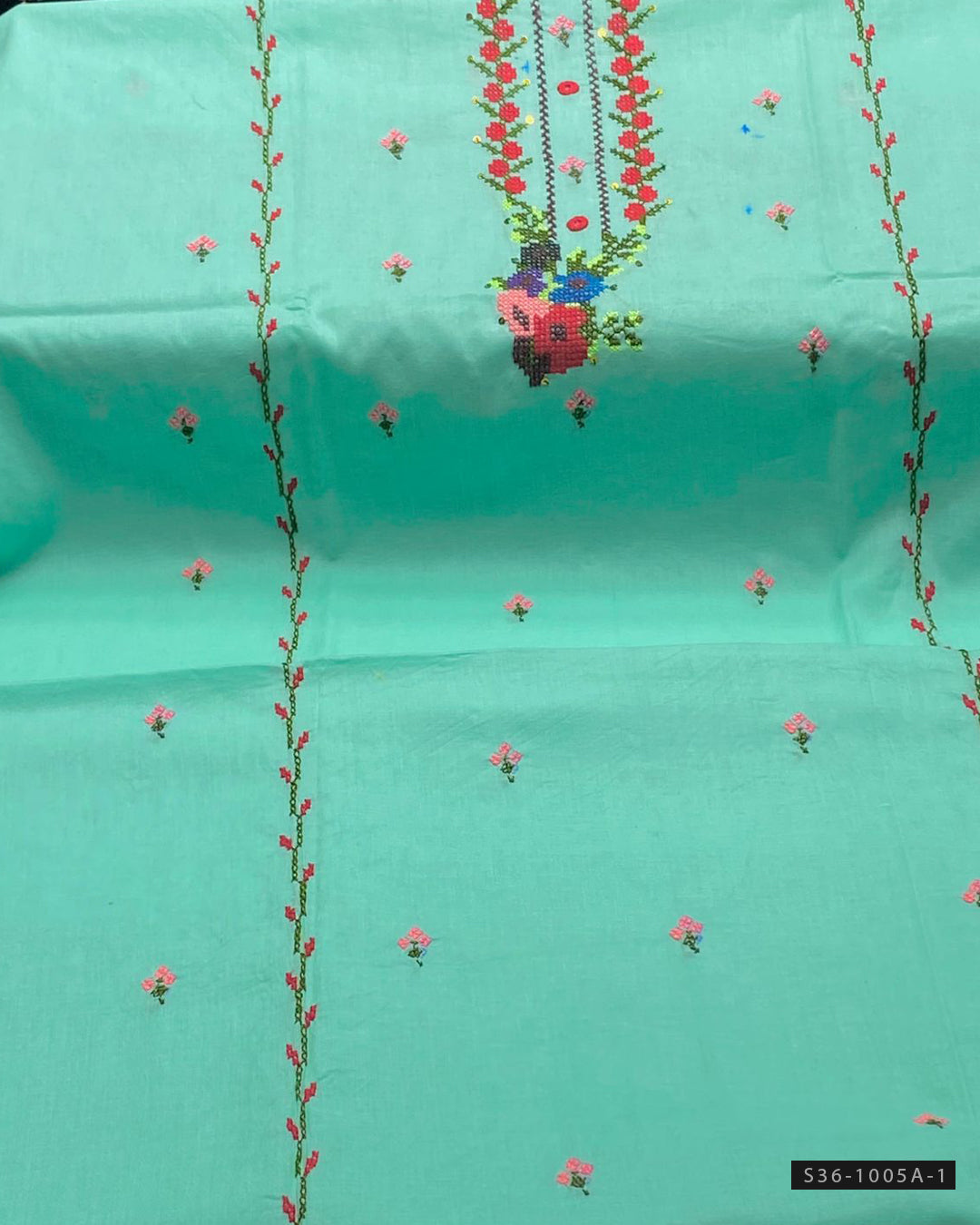 Unstitched Hand Embroidered Lawn Shirt – Cross-Stitch Work