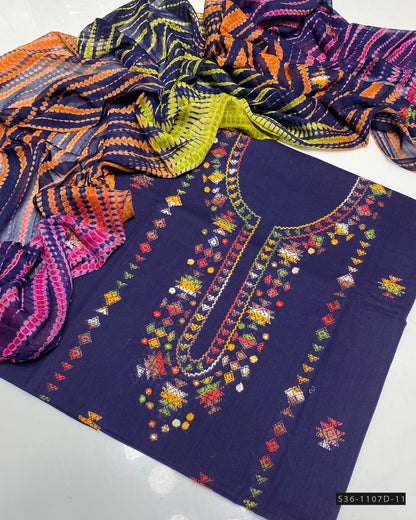 3 PC Unstitched Hand Embroidered Lawn Collection
